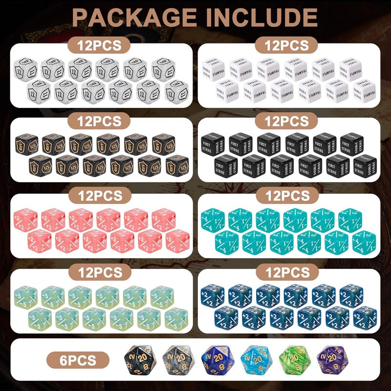 MDDSHGG 102 Pieces MTG Dice Counters Set Bulk Ability Keyword Tokens Shield Life Counters 6 Sided Dice for Magic The Gathering TCG Card Gaming Accessories (Dice Set B) - Image 2